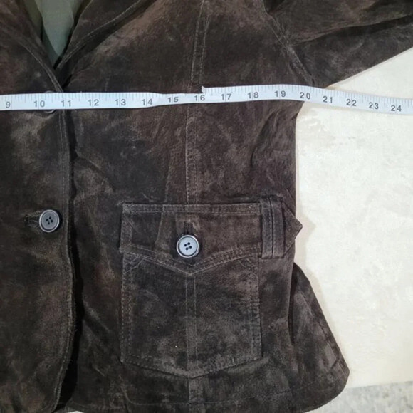 Cruze Brown Suede Leather Jacket with Removable Hoody - Size Large - Picture 8 of 13